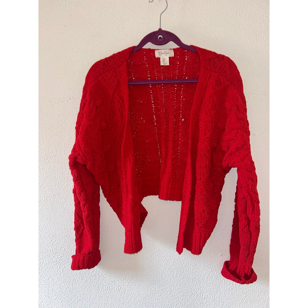 Jessica Simpson Red Knit Open Cardigan